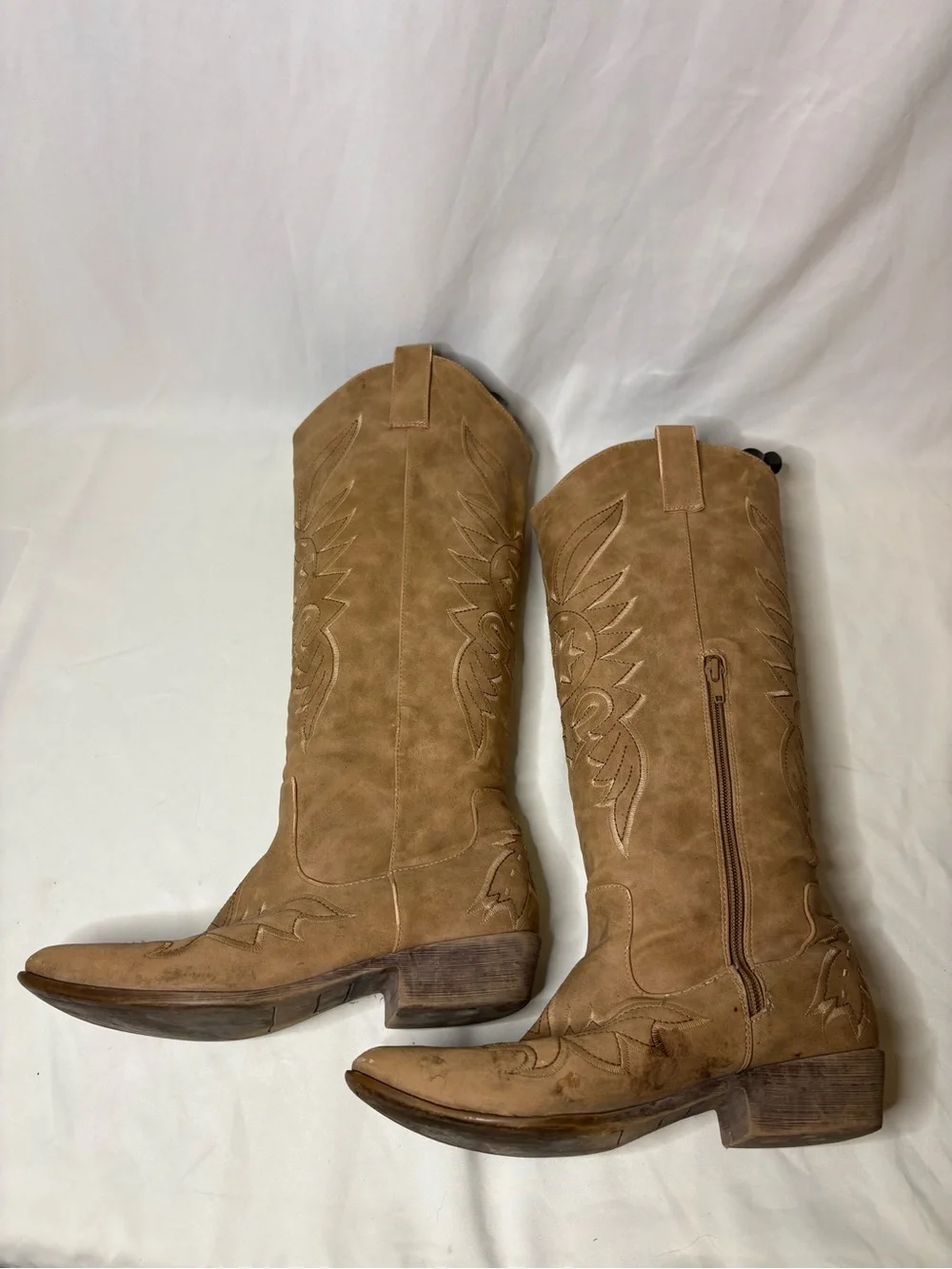 Almira Tan Embroidered Over-the-Knee Western Boots